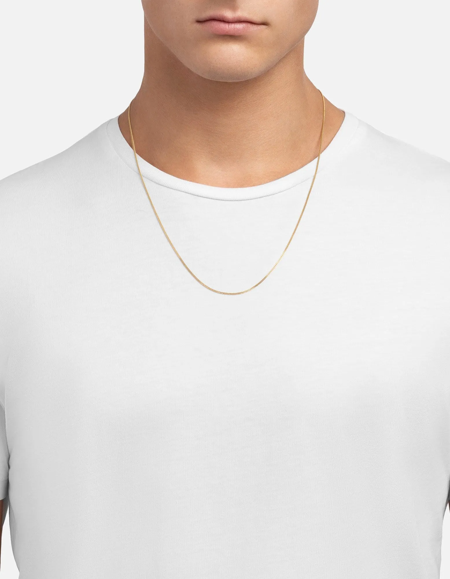 1.3mm Cuban Chain Necklace, 14k Gold