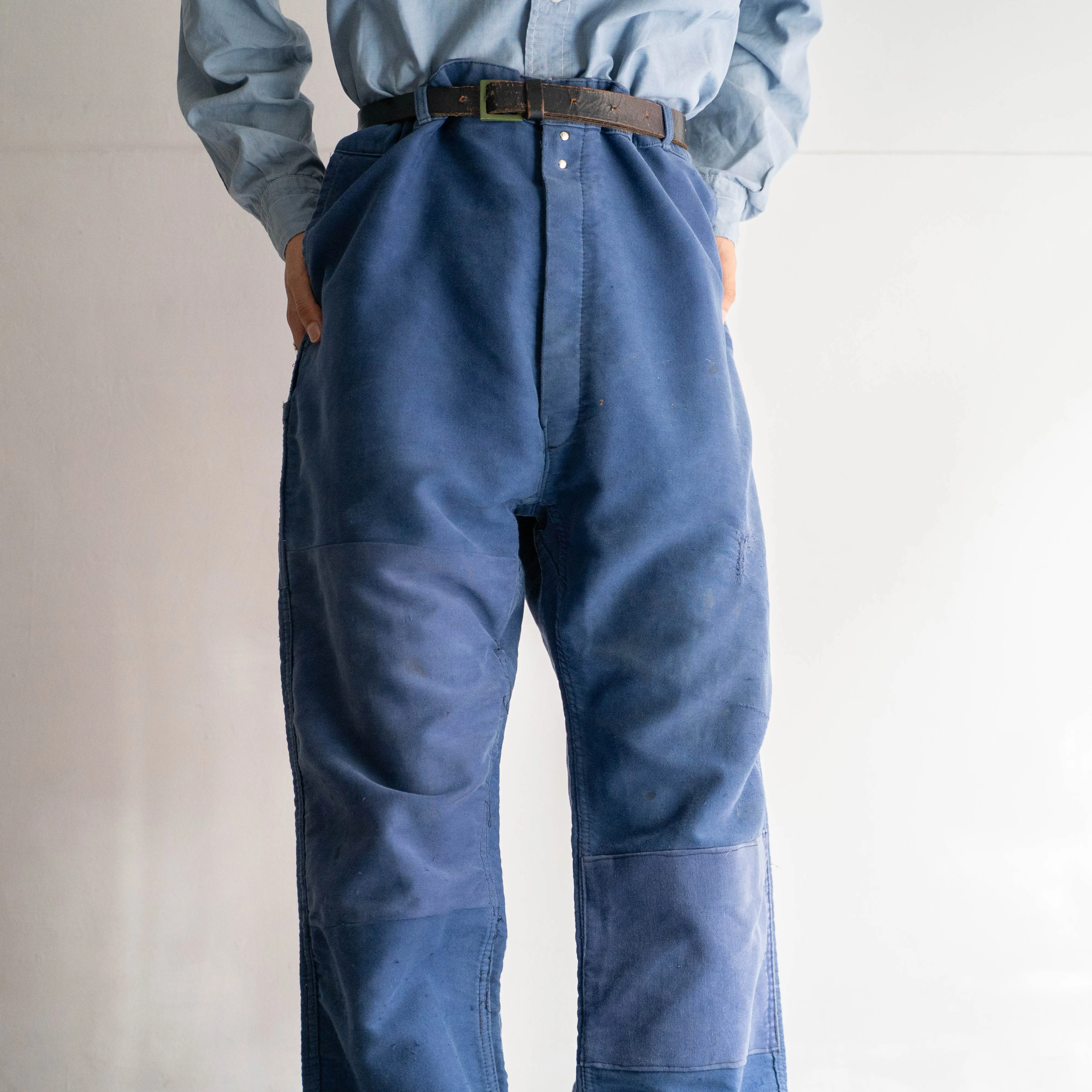 1950-60s France moleskin pants 'with patch work'