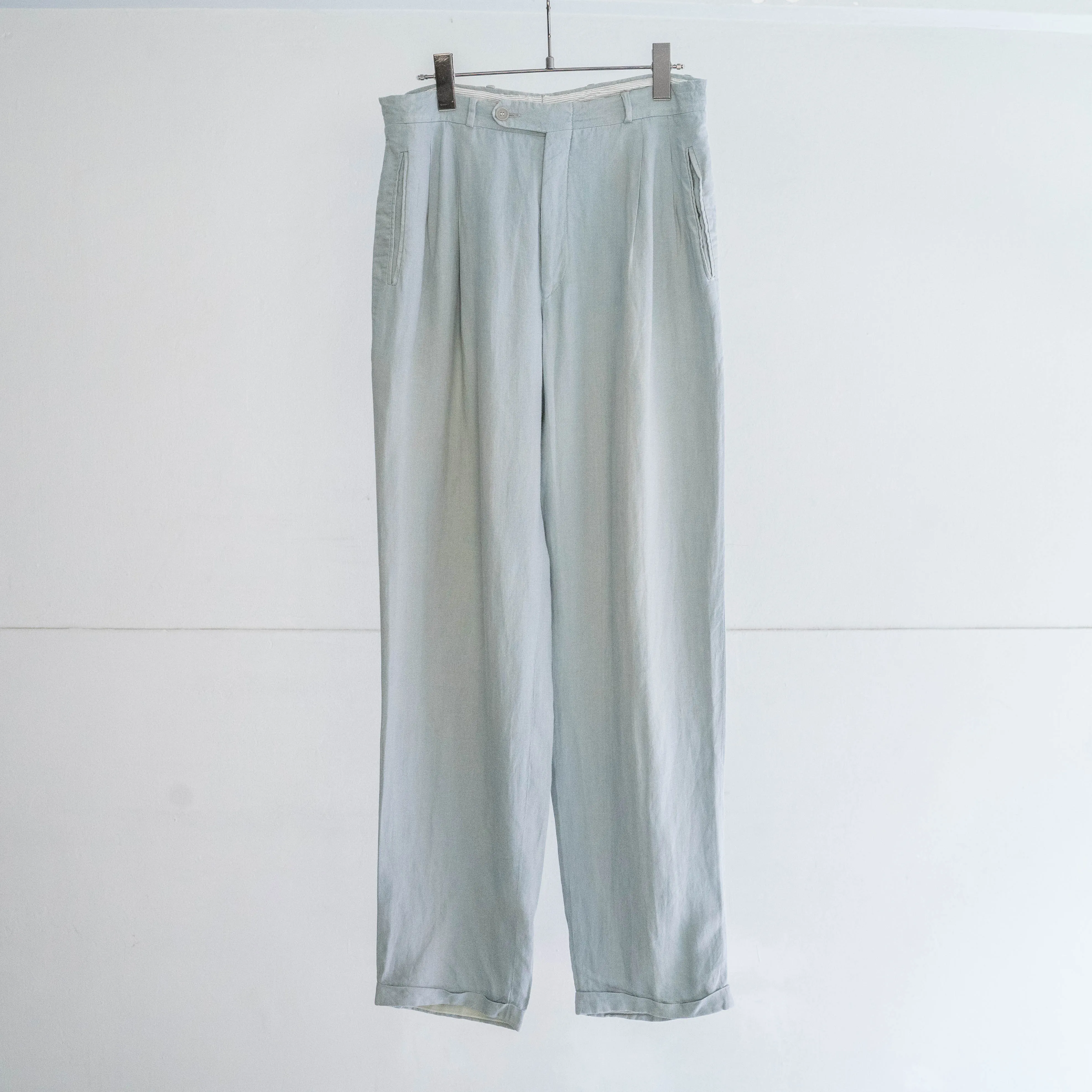 1990s blue gray all linen slacks