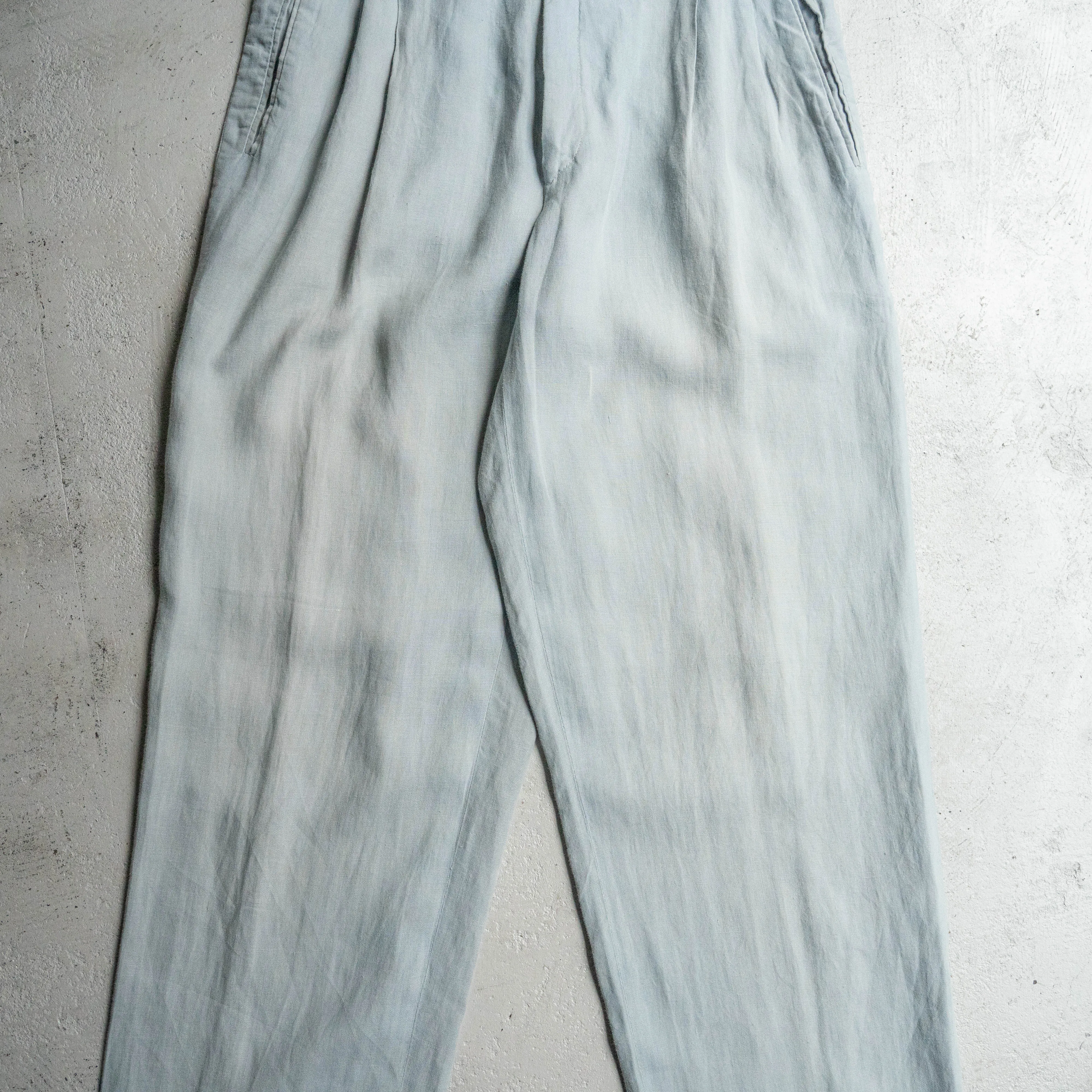1990s blue gray all linen slacks
