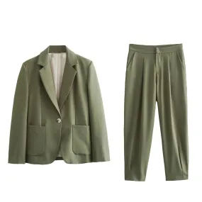 2024ZAR * Spring/Summer New Women's Fashion Versatile Style Commuting Double Button Casual Suit Pleated Pants