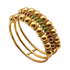 22K Gold Triple Stackable Ring W/ Hand Paint Finish
