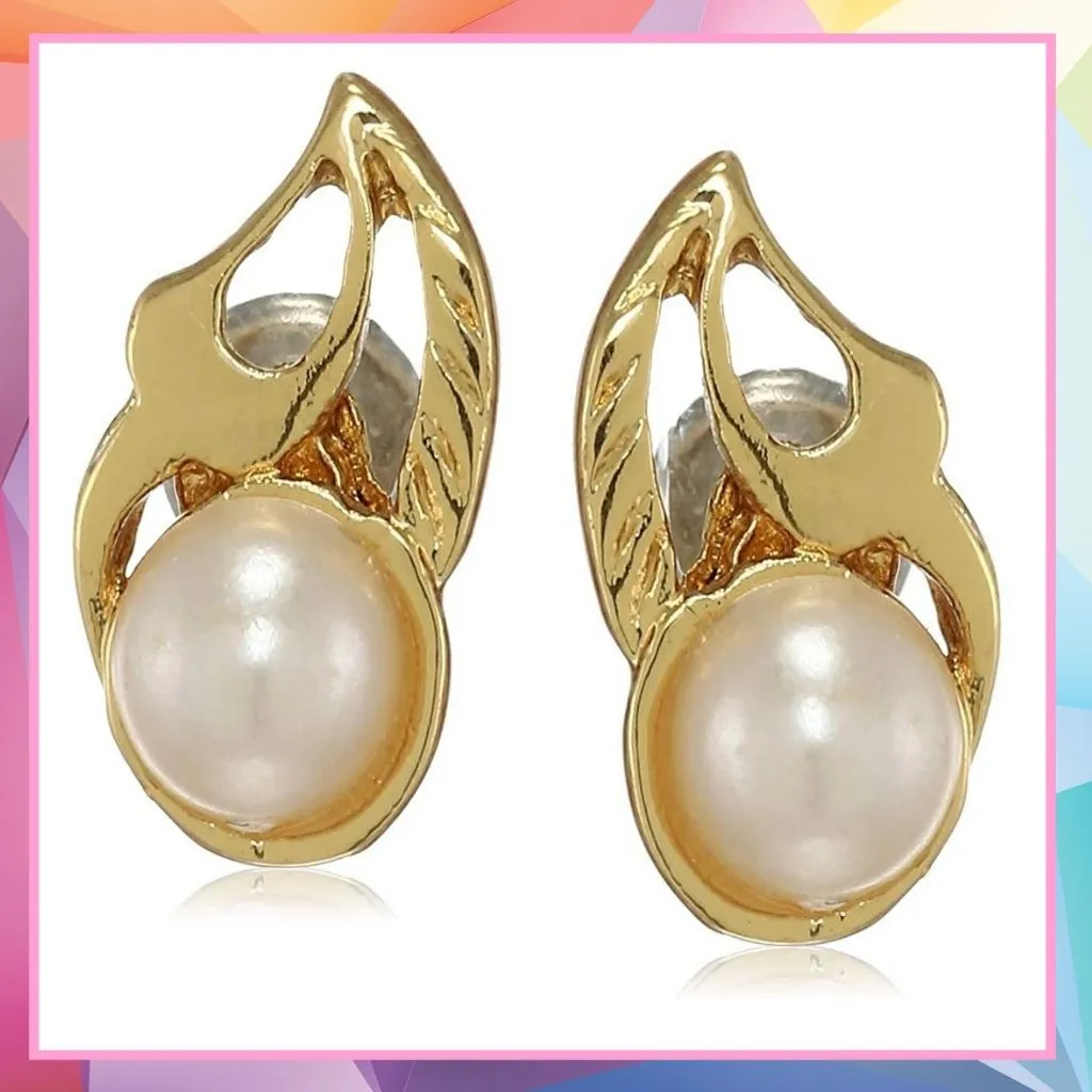 24Kt Gold Plated Earrings with Pearl for Women and Girls