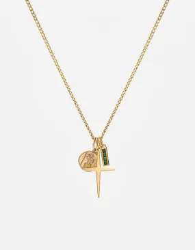 Aegis Trilogy Agate Necklace, Gold Vermeil