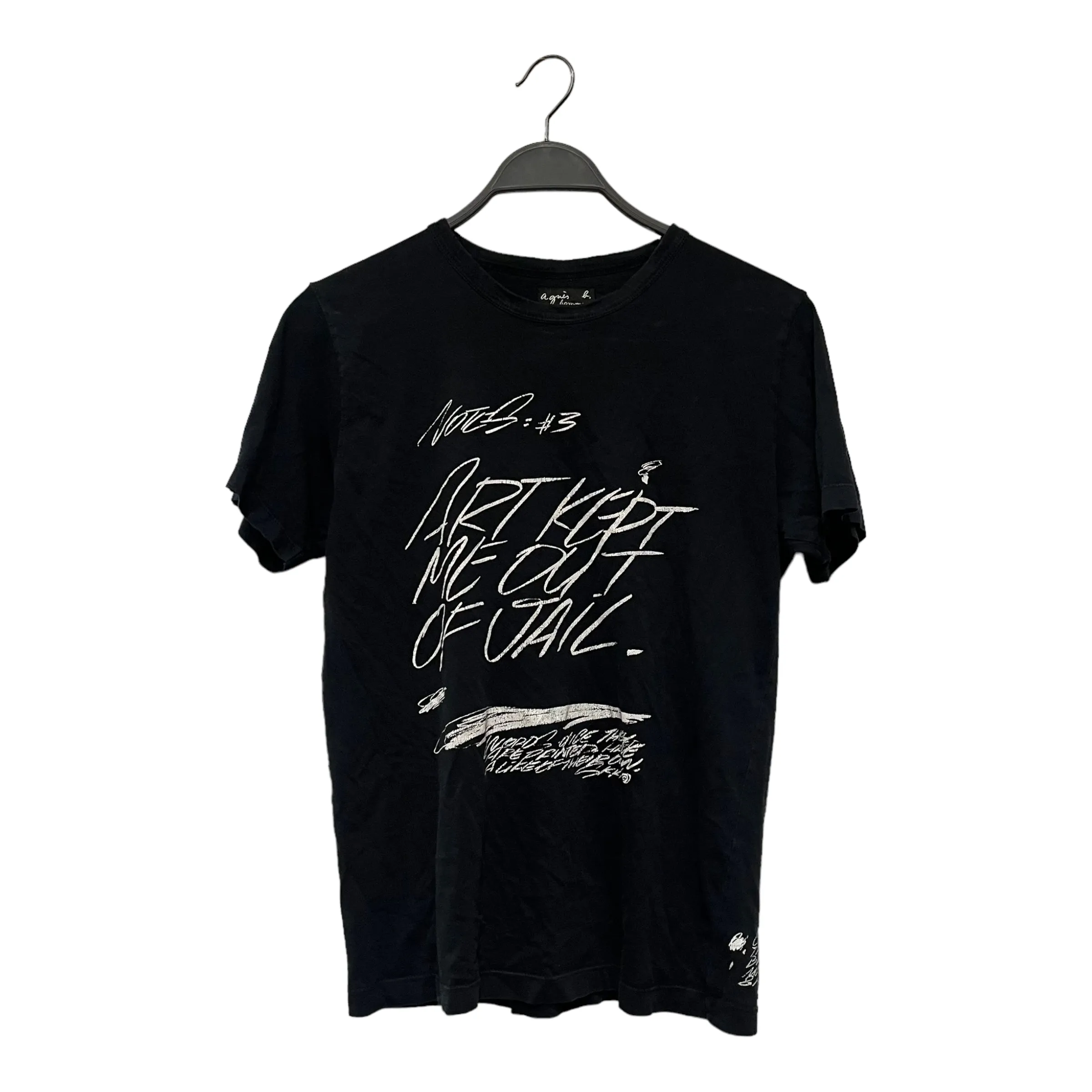 agnes b. homme/T-Shirt/S/Cotton/BLK/keep me out of jail