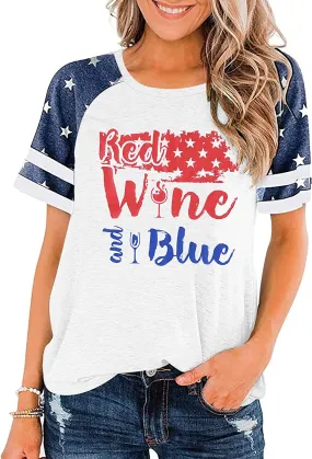 American Flag Tshirts Women Patriotic Shirt Party Like Its 1776 Shirts Stars Stripes Print T-Shirt 4th of July Tee Tops