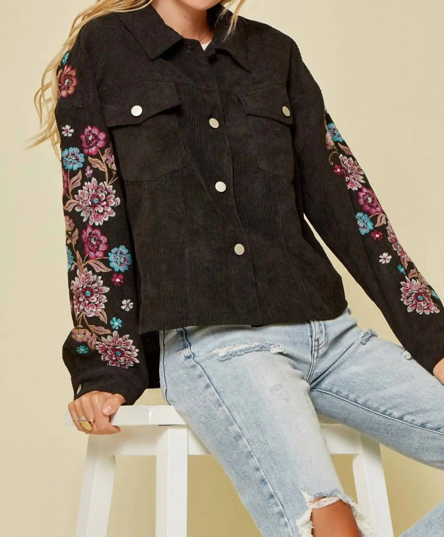 Andree By Unit - Embroidered Corduroy Jacket