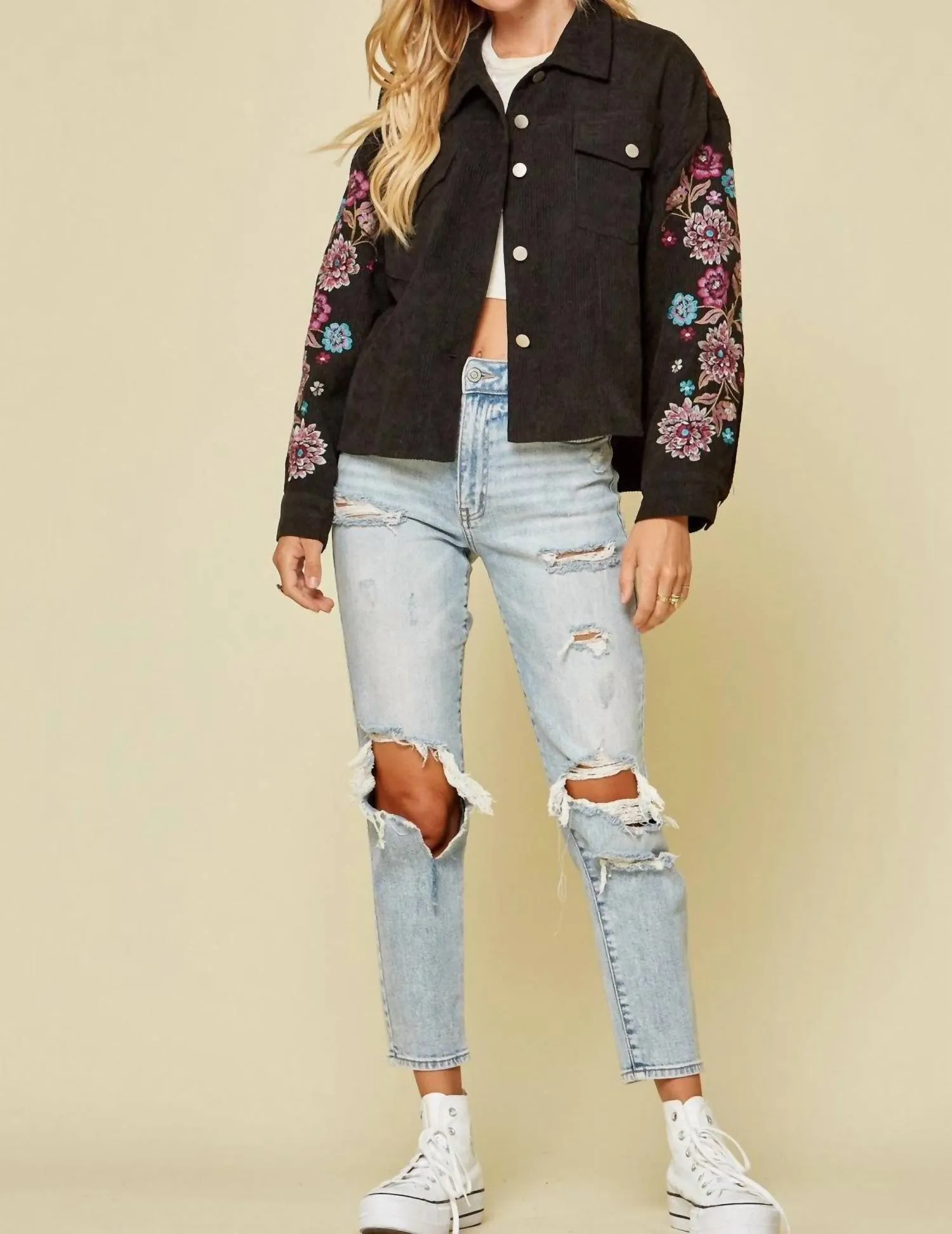 Andree By Unit - Embroidered Corduroy Jacket