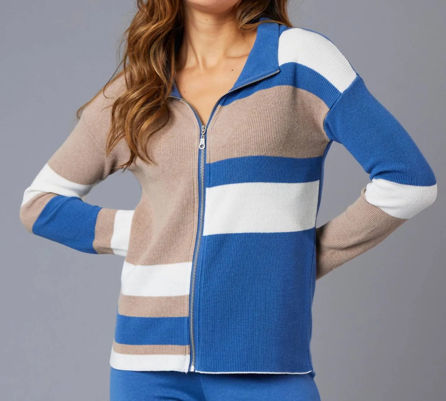 Angel Apparel - Color Block Zip Jacket