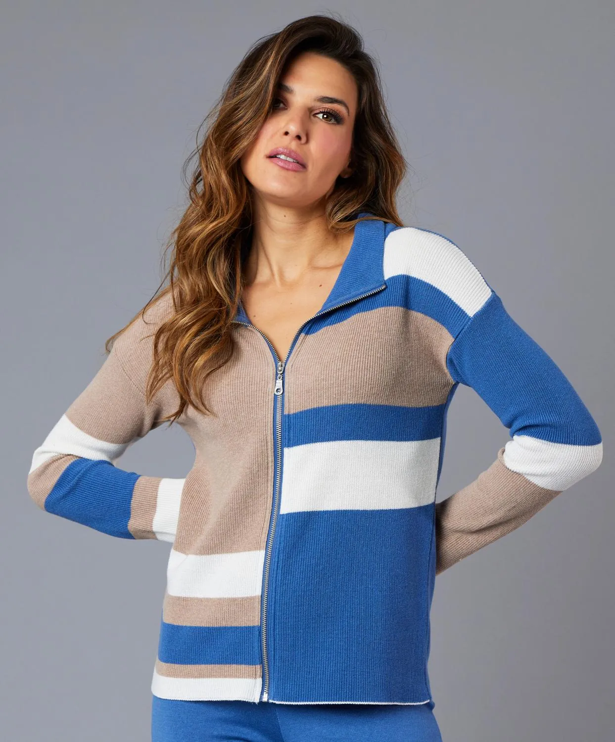Angel Apparel - Color Block Zip Jacket