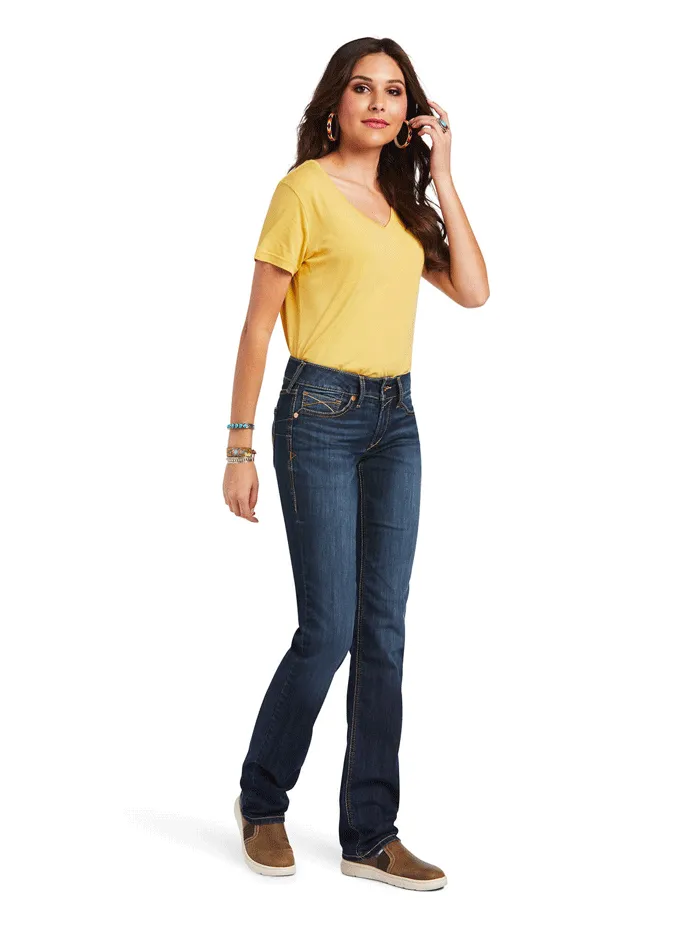 Ariat 10041060 Womens REAL Mid Rise Octavia Straight Jean Burbank