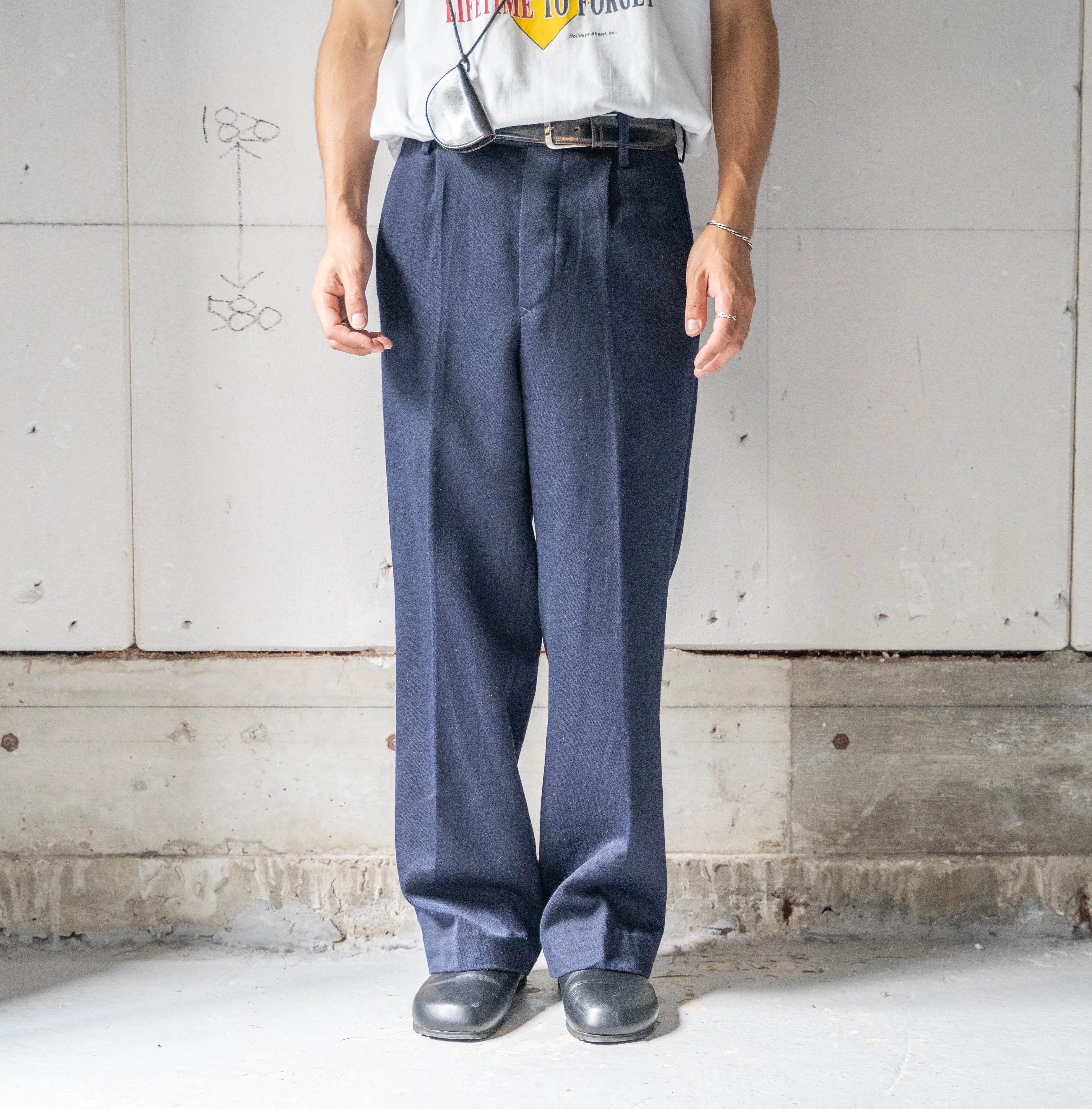 around 1960s German military navy color one tack dress pants