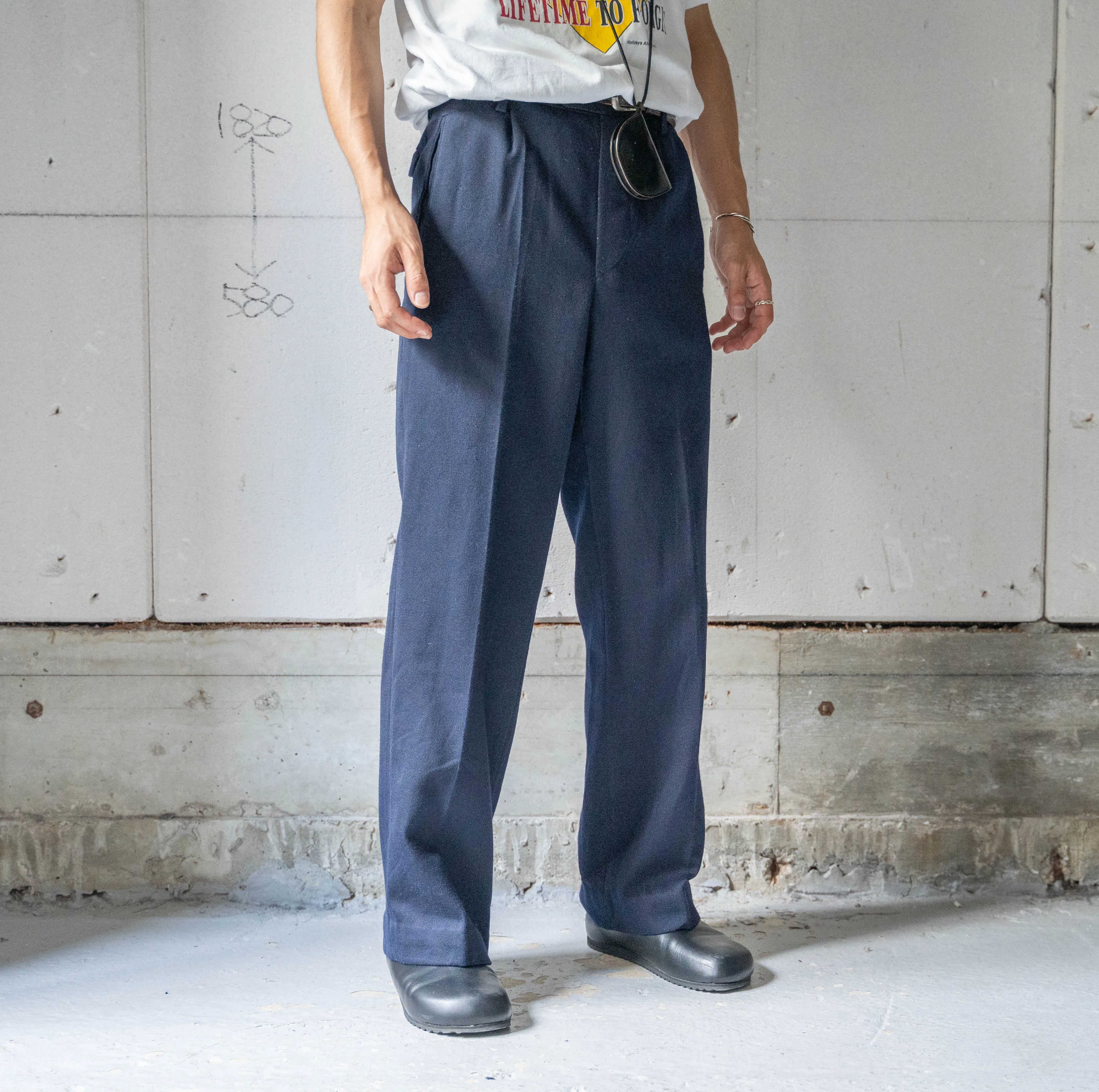 around 1960s German military navy color one tack dress pants