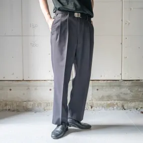 around 1990s Japan vintage dark brown color two tuck summer slacks
