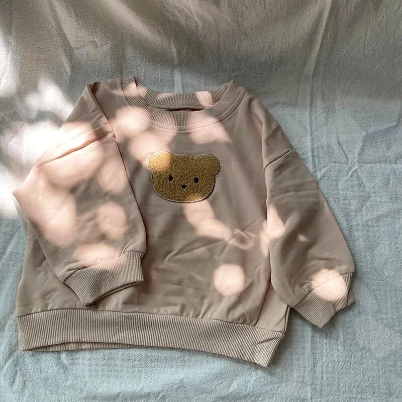 Baby Hoodies Toddler Sweatshirts Bear Embroidery Girls Tops Infant Outfit