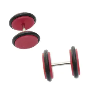 Biker Red Maroon Silicon Pair Pierced Stud Earring For Men