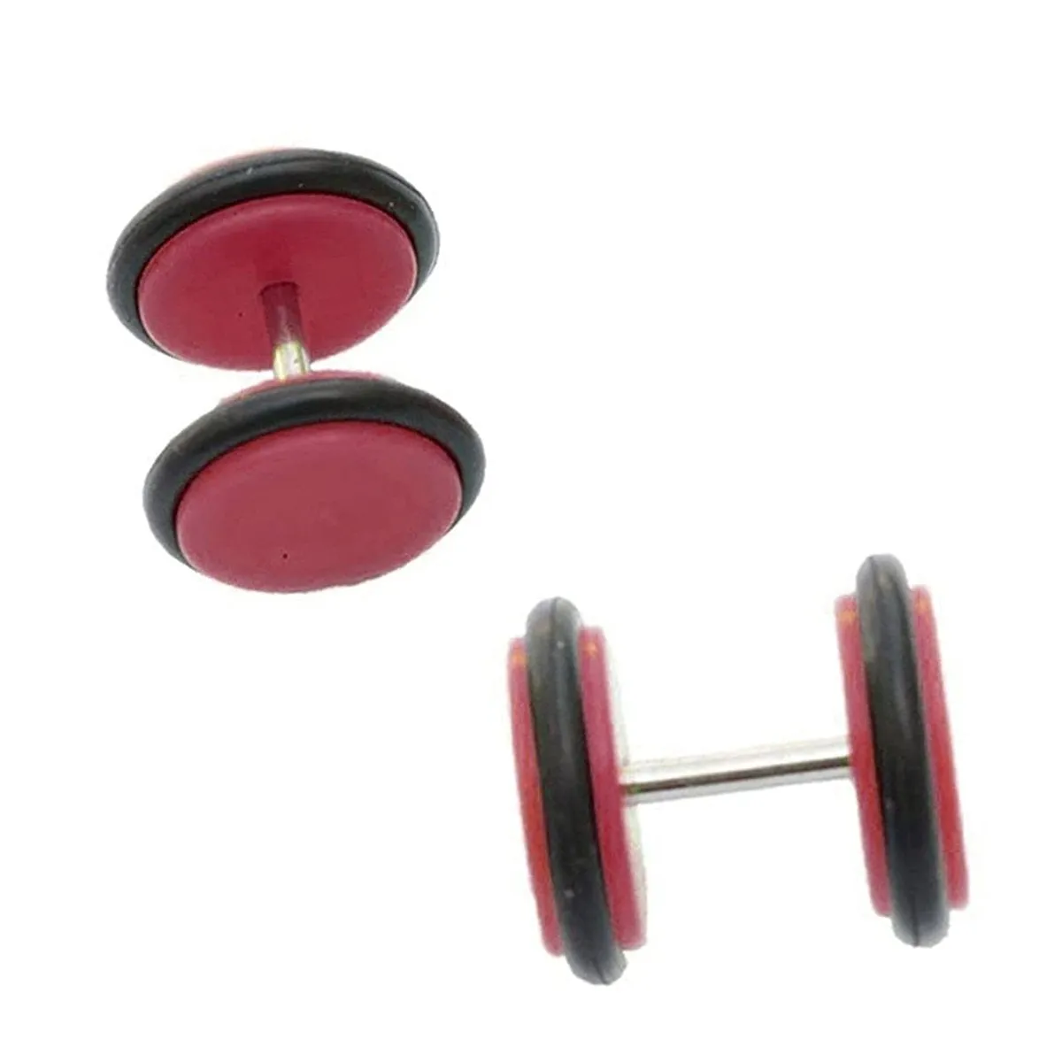 Biker Red Maroon Silicon Pair Pierced Stud Earring For Men