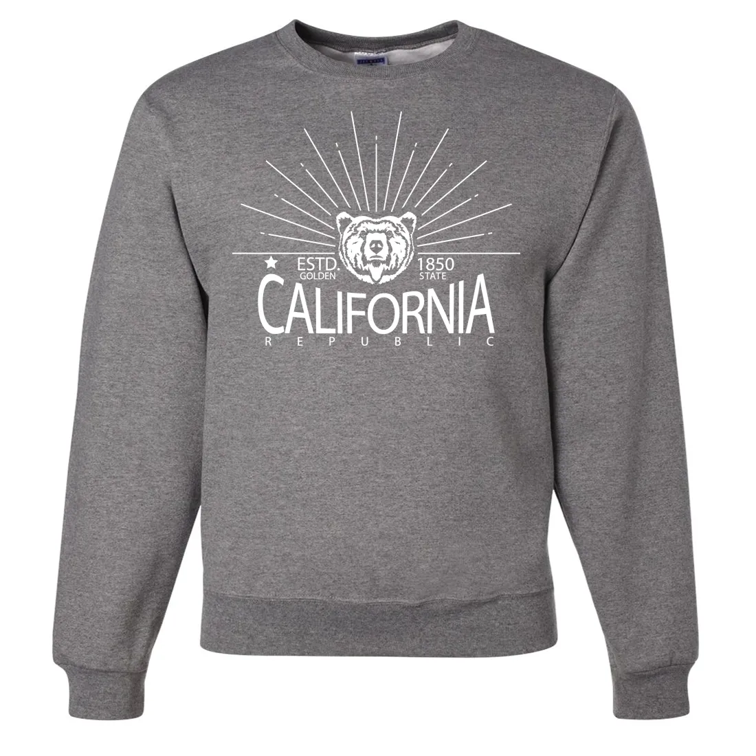California Golden State White Print Crewneck Sweatshirt