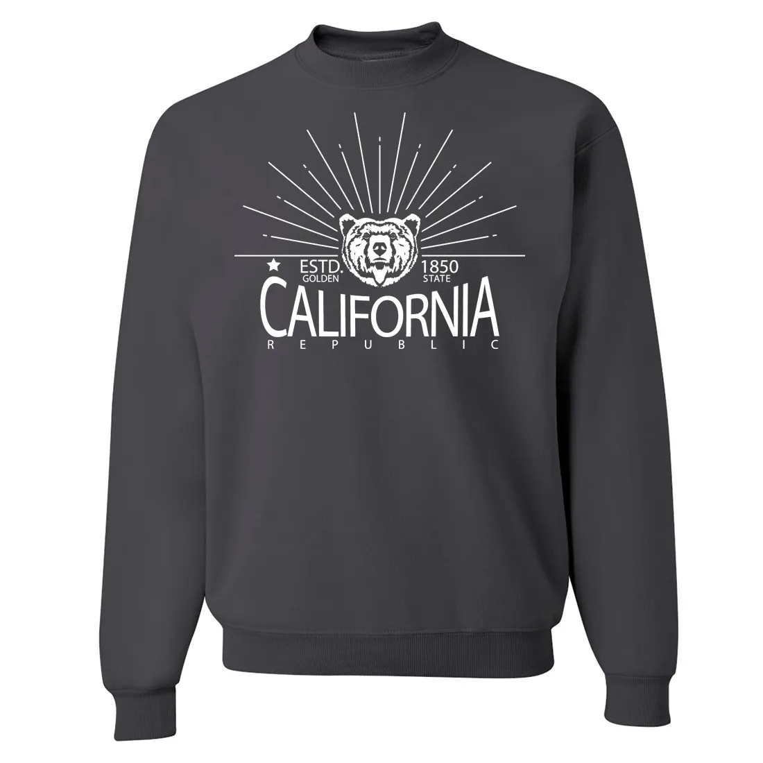 California Golden State White Print Crewneck Sweatshirt
