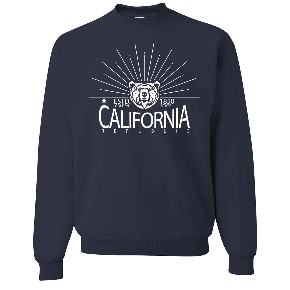 California Golden State White Print Crewneck Sweatshirt