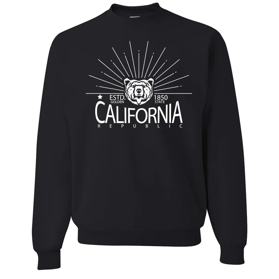 California Golden State White Print Crewneck Sweatshirt