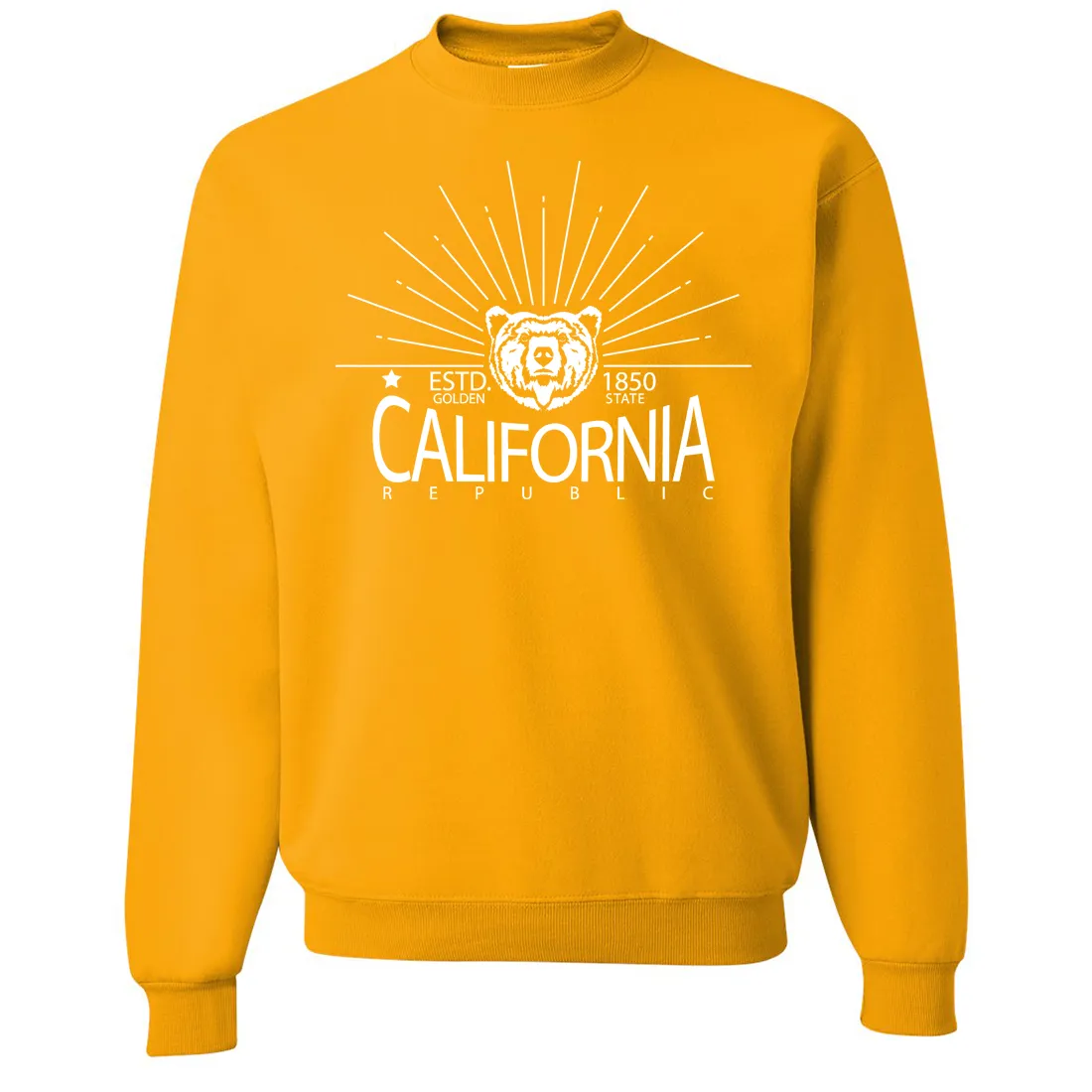 California Golden State White Print Crewneck Sweatshirt