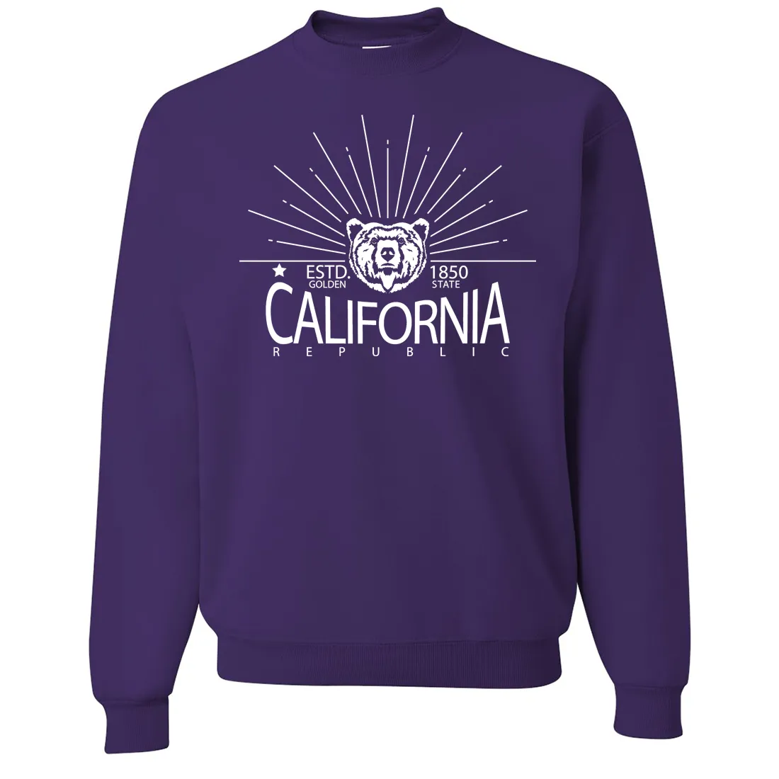 California Golden State White Print Crewneck Sweatshirt