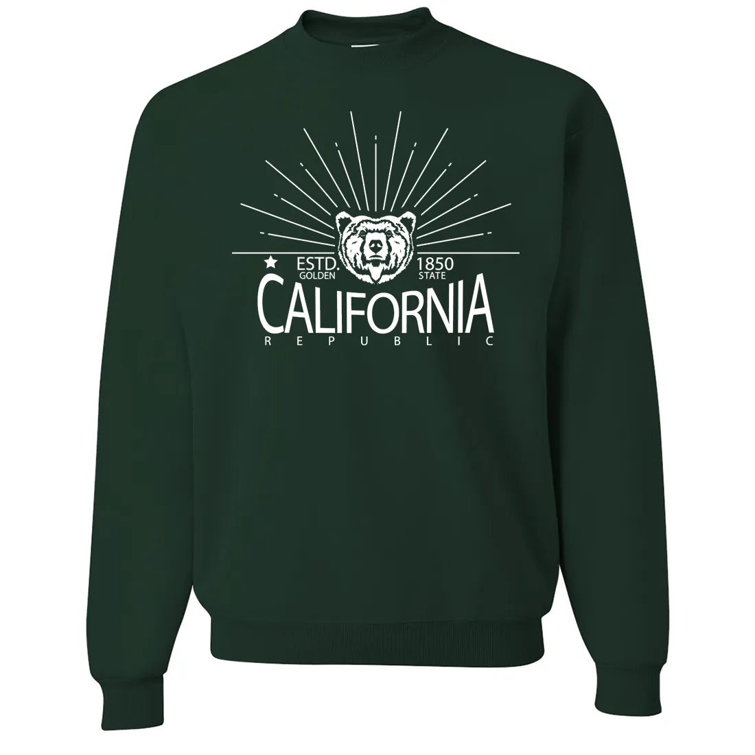 California Golden State White Print Crewneck Sweatshirt