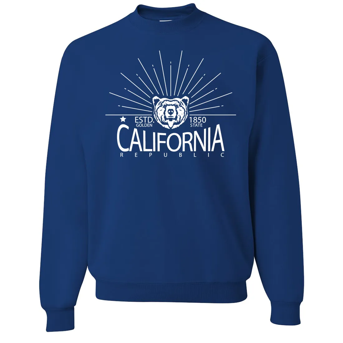 California Golden State White Print Crewneck Sweatshirt
