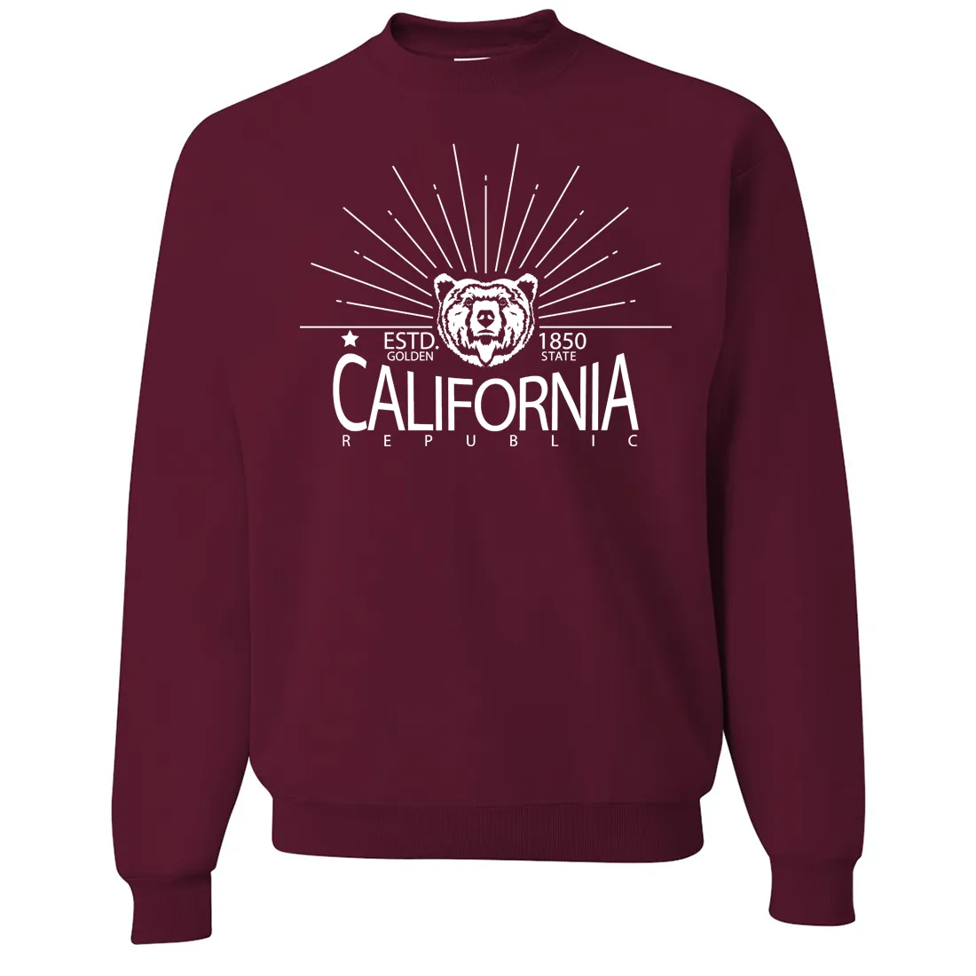 California Golden State White Print Crewneck Sweatshirt