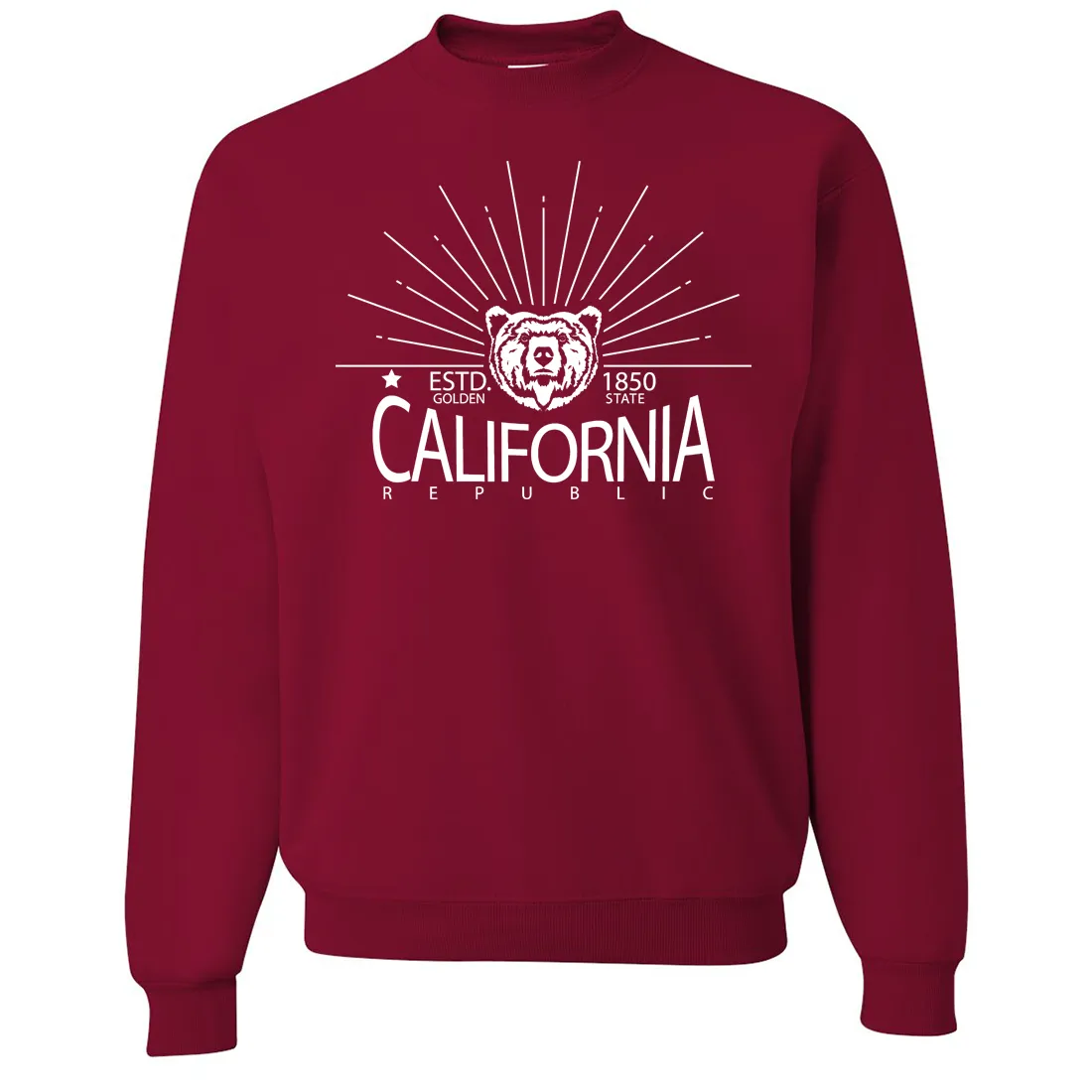 California Golden State White Print Crewneck Sweatshirt