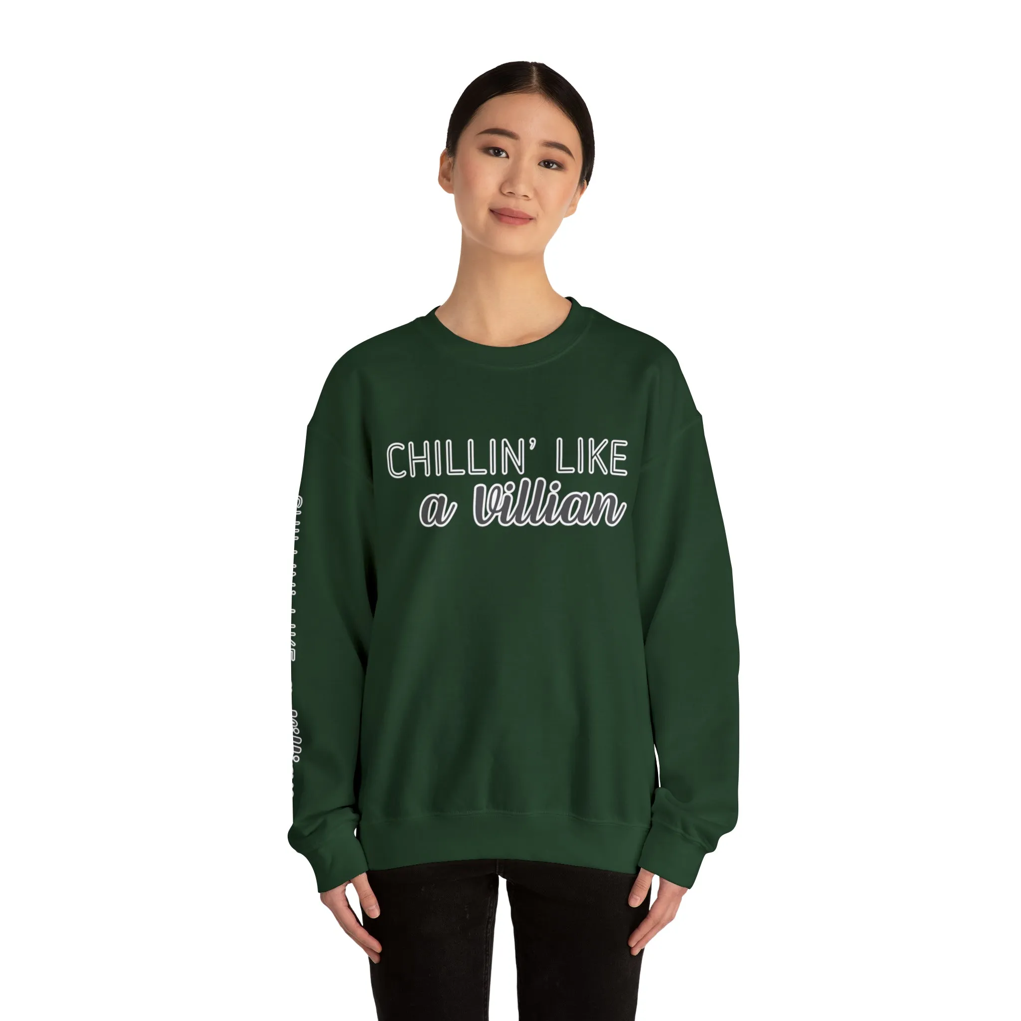 Chillin' Like a Villain Women's Sweatshirt: Stylish Arm Detail for Relaxed Comfort