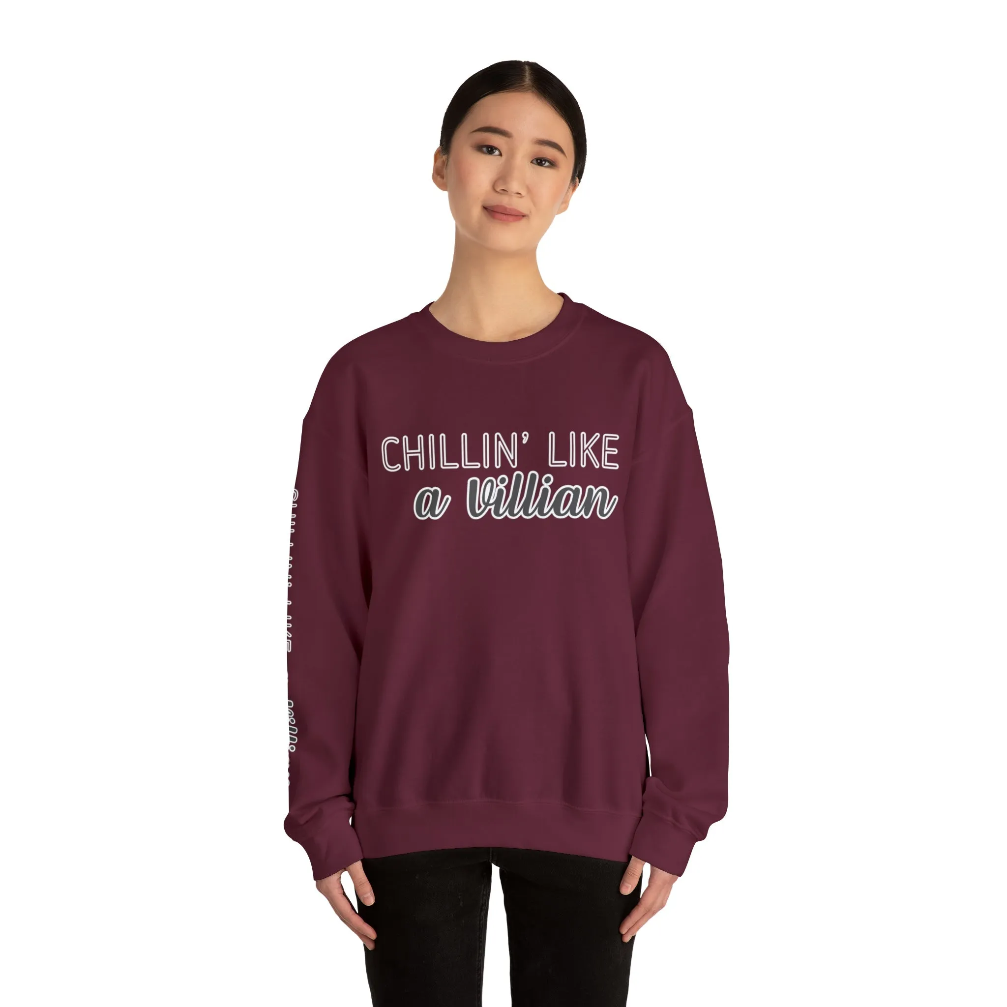 Chillin' Like a Villain Women's Sweatshirt: Stylish Arm Detail for Relaxed Comfort