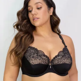 Curvy Couture Tulip Lace Push Up Bra Black