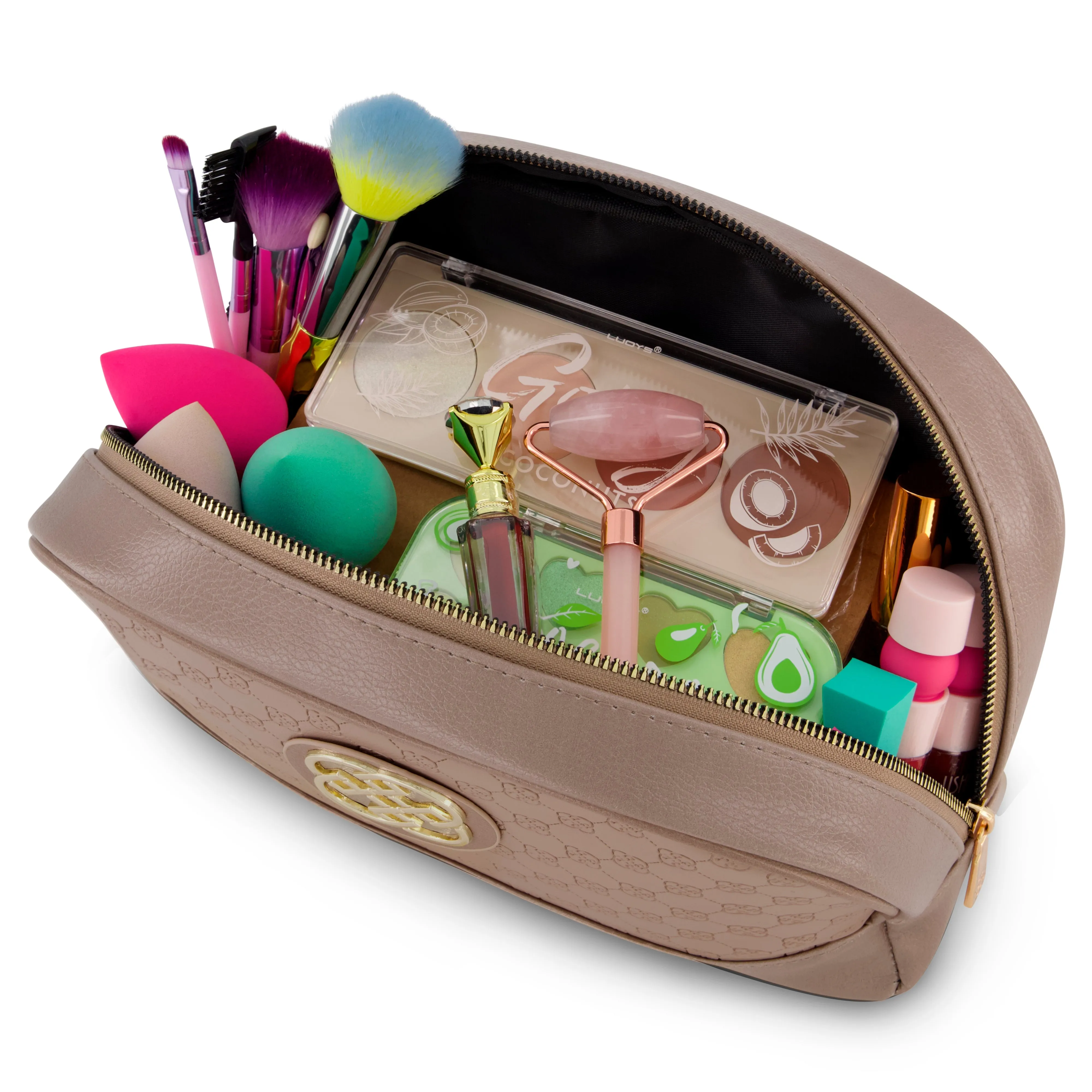 Daisy Fuentes Women's Large Dome Flat Makeup Bag Pouch- Makeup Organizer Travel Bag, Cosmetic Bag, Toiletry Bag