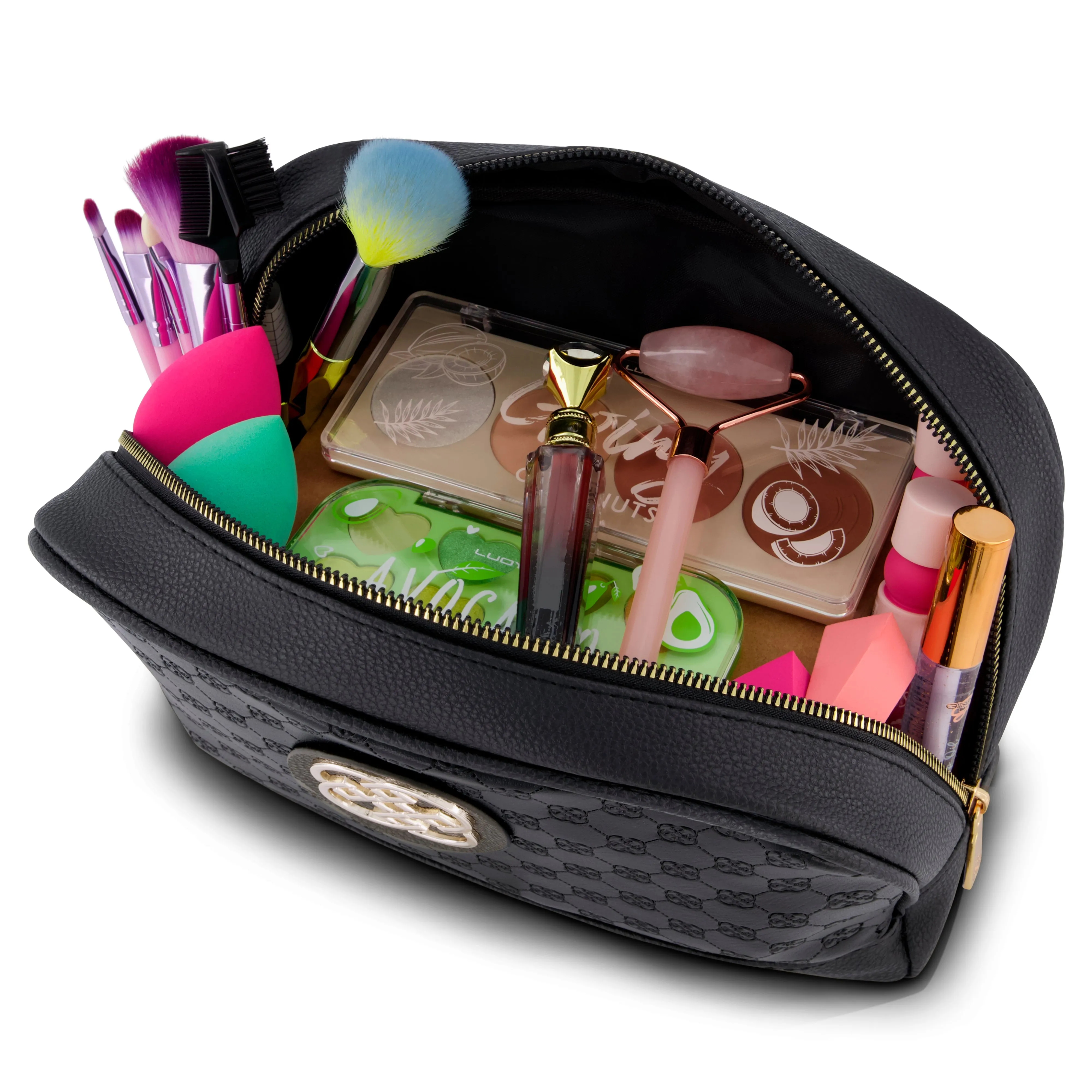 Daisy Fuentes Women's Large Dome Flat Makeup Bag Pouch- Makeup Organizer Travel Bag, Cosmetic Bag, Toiletry Bag