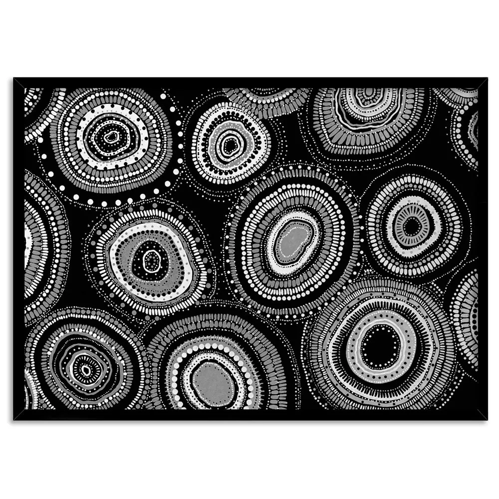 Dancing Bora Rings Landscape B&W - Art Print by Leah Cummins