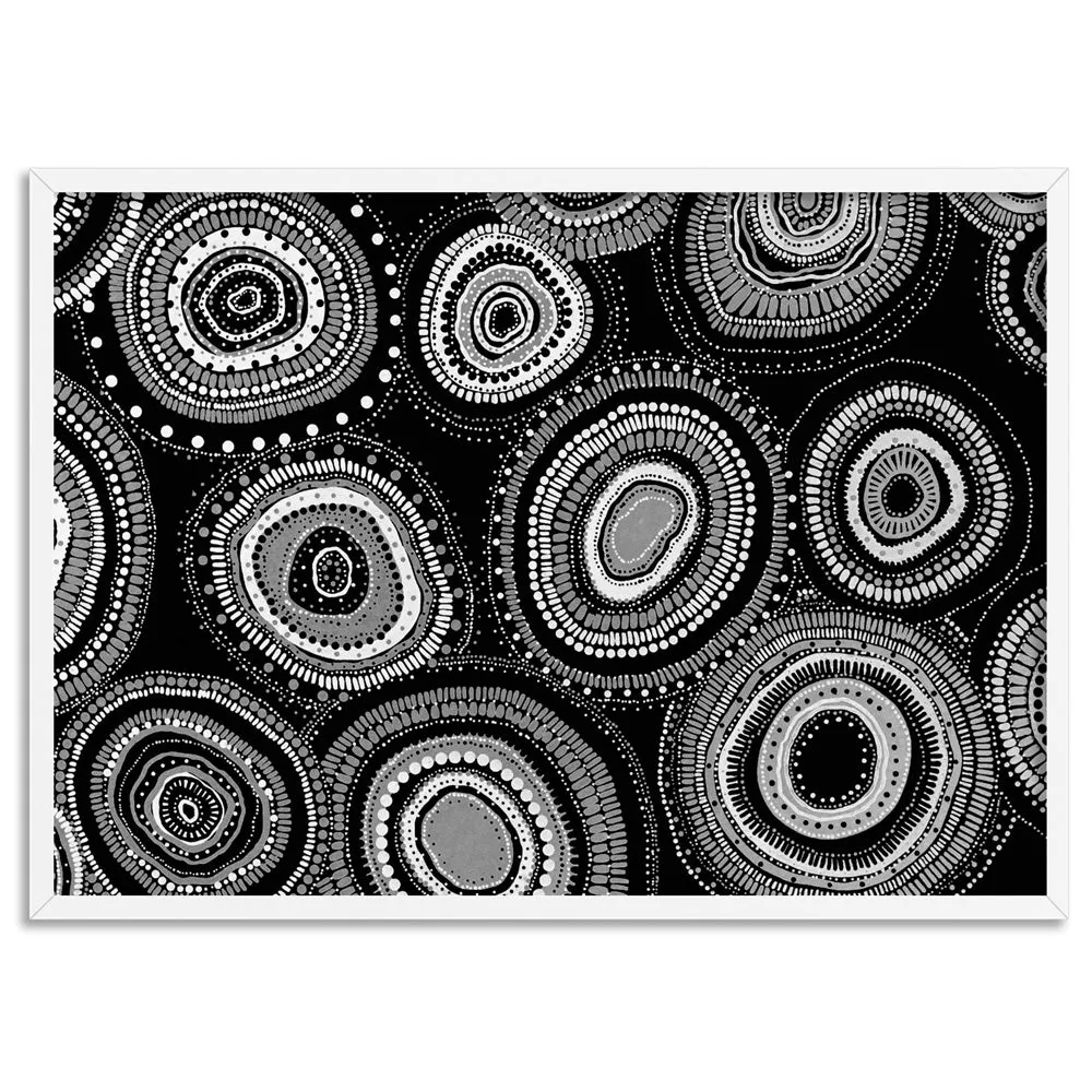 Dancing Bora Rings Landscape B&W - Art Print by Leah Cummins
