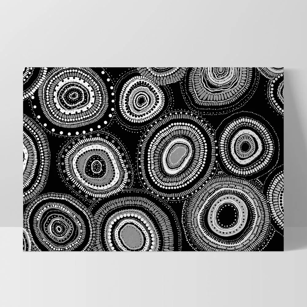 Dancing Bora Rings Landscape B&W - Art Print by Leah Cummins