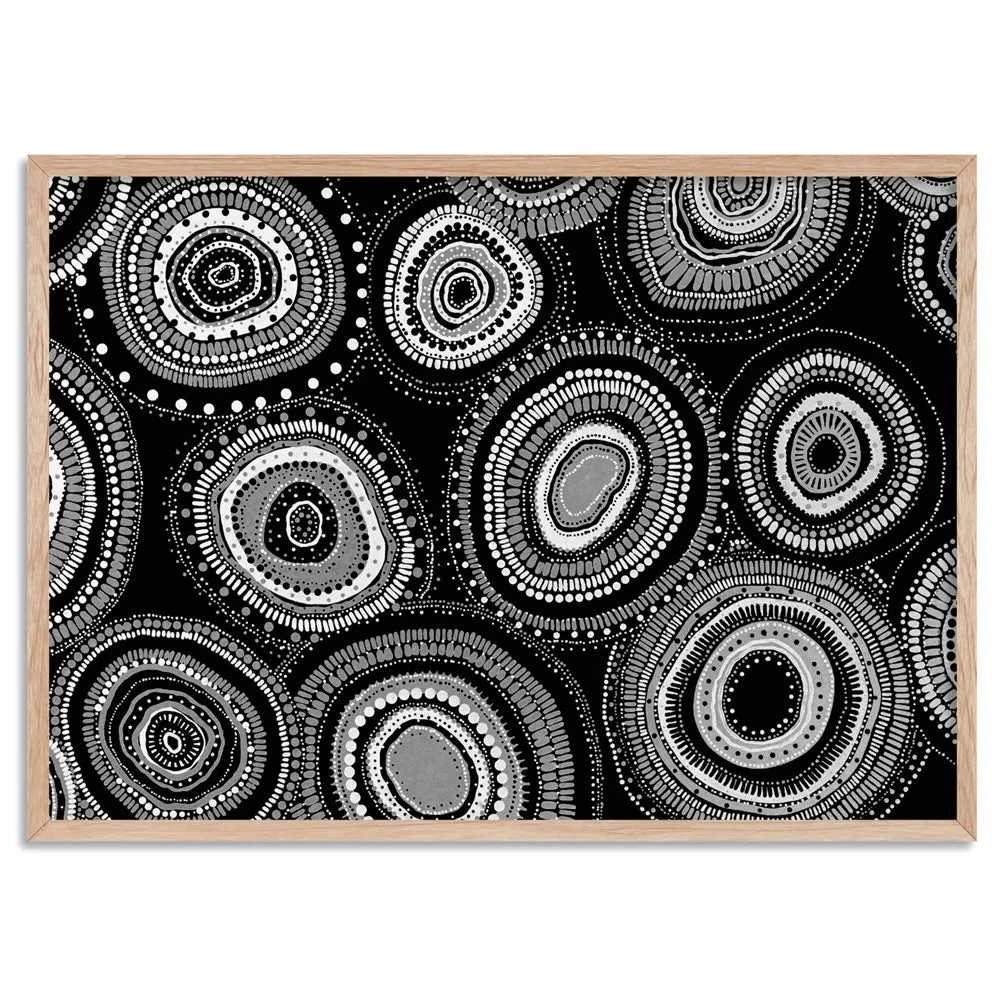 Dancing Bora Rings Landscape B&W - Art Print by Leah Cummins