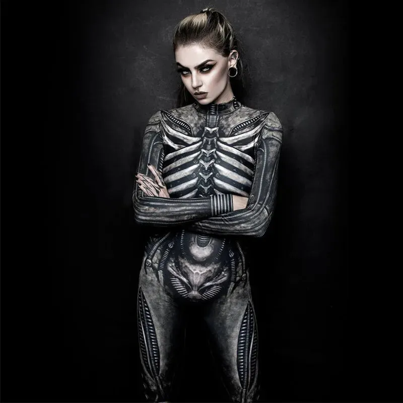 Devil Ghost Specter Skeleton Jumpsuit Women Carnival Party Halloween Costume