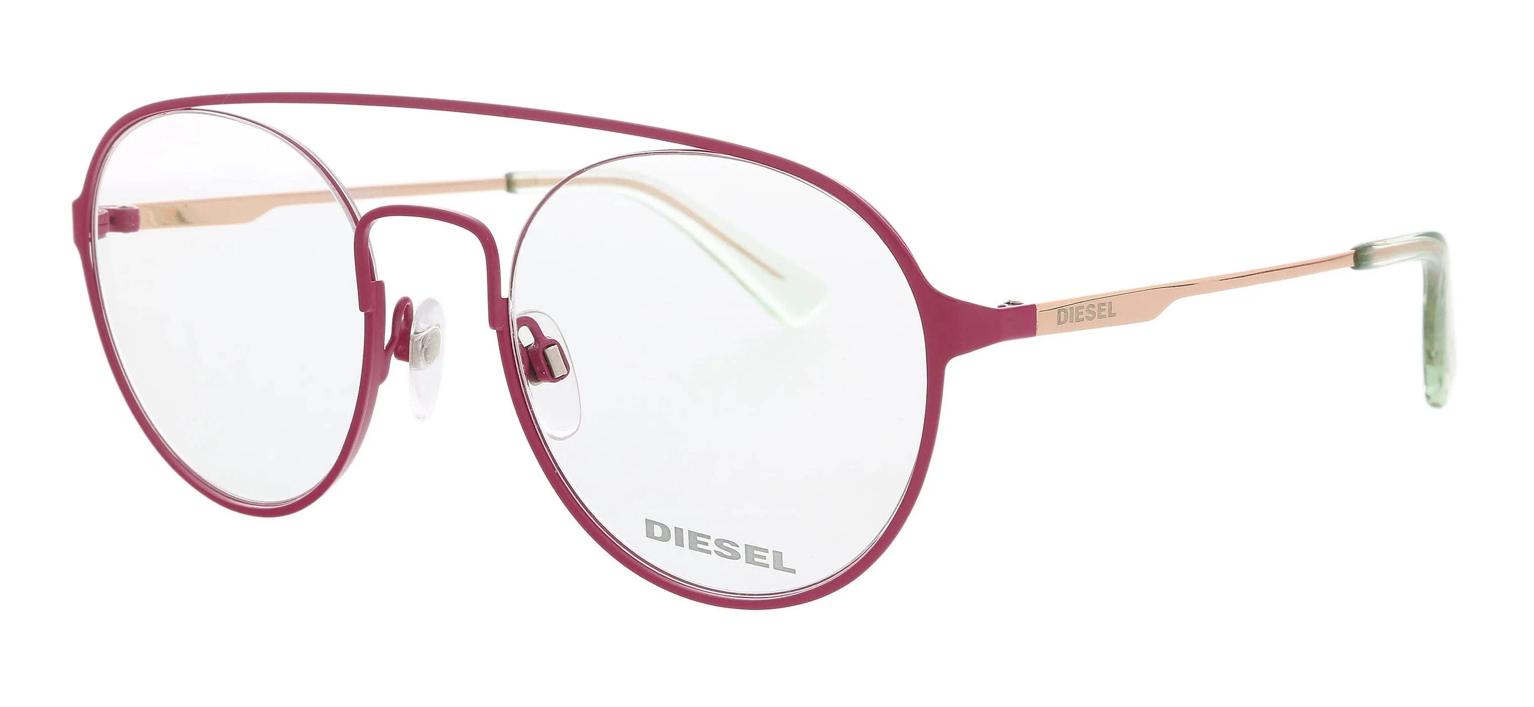Diesel DL5323 Matte Pink Semi-Rimless Round Eyeglasses
