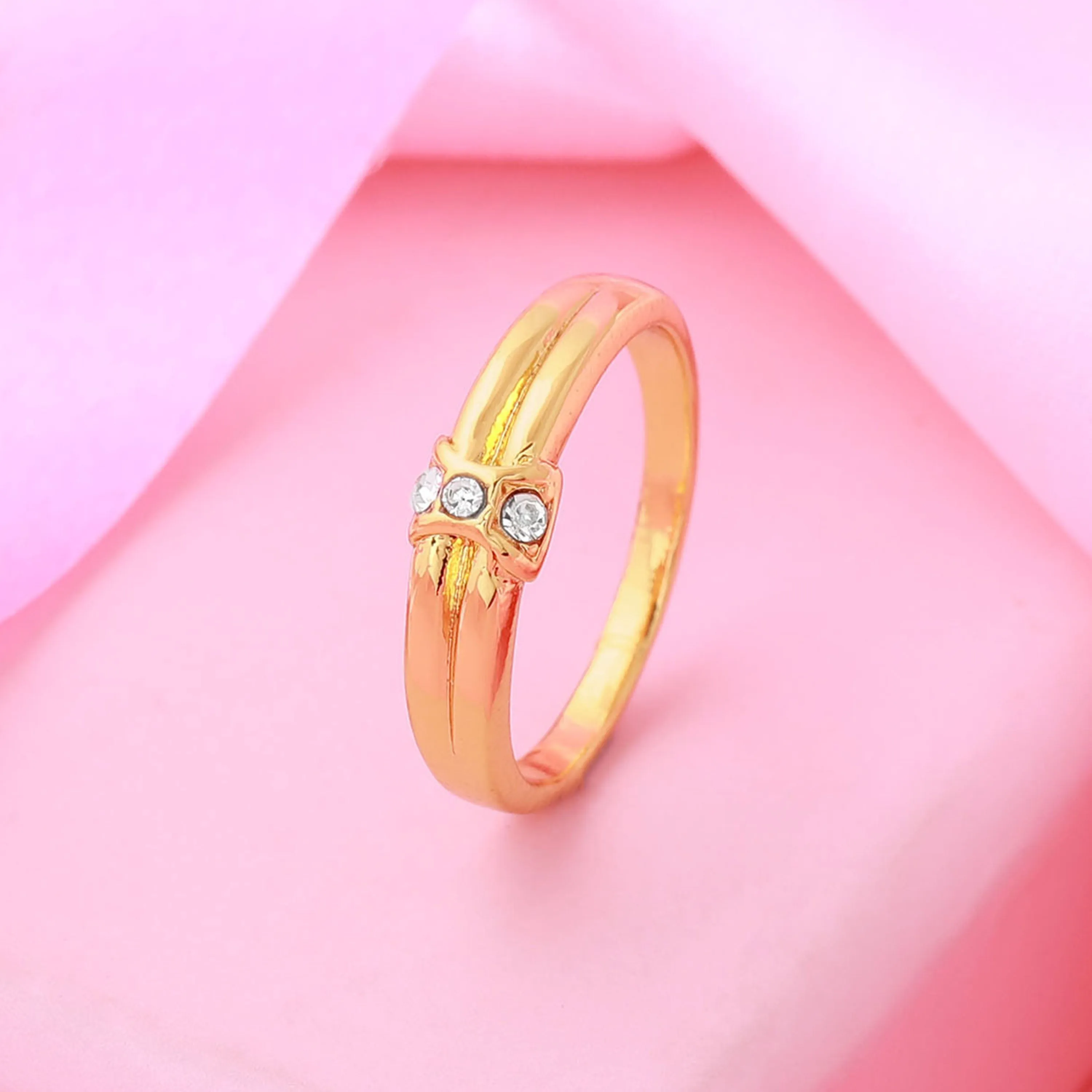 Estele Gold Plated Beautiful Rings with Crystals for Women