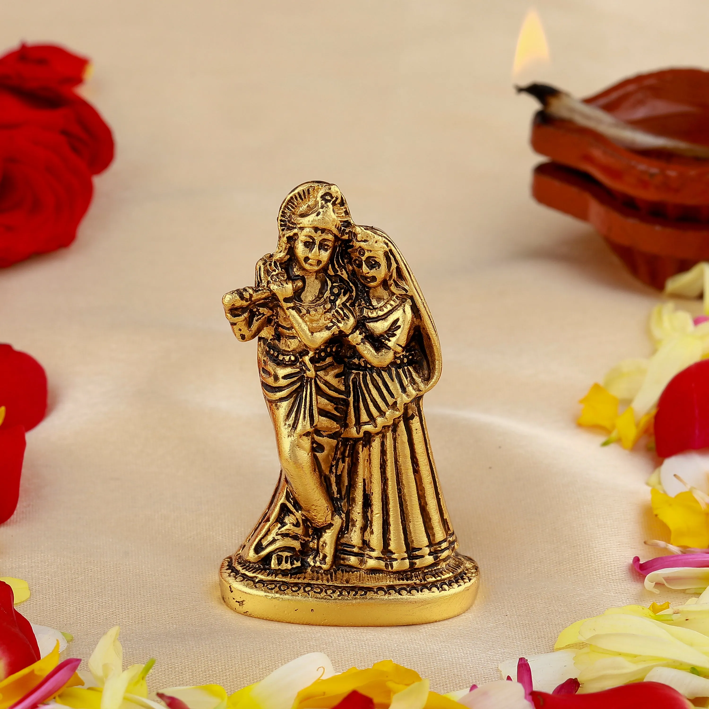 Estele Gold Plated Devotional Shree Radha Krishna Idol
