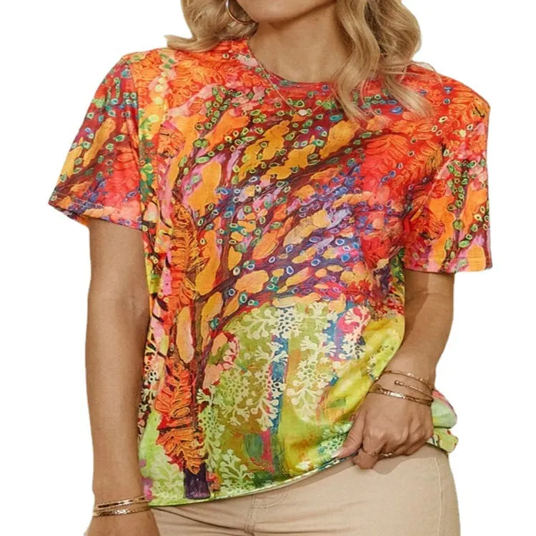 Fashion short-sleeved round neck printed casual t-shirt