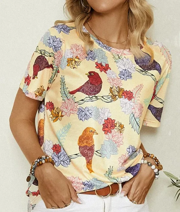 Fashion short-sleeved round neck printed casual t-shirt