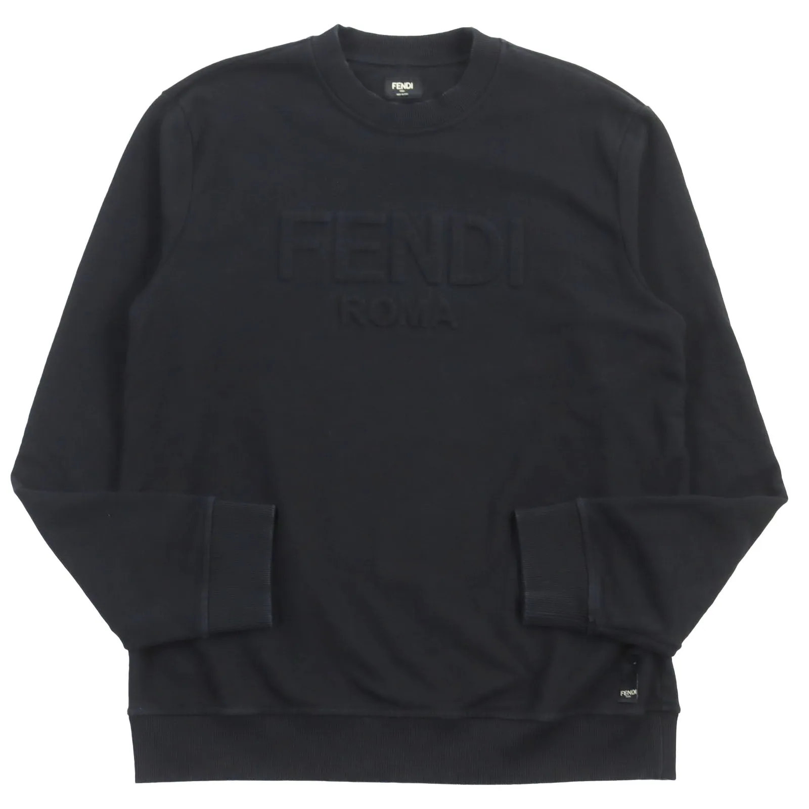 Fendi Cotton Logo Crew Neck Sweatshirt Black XL