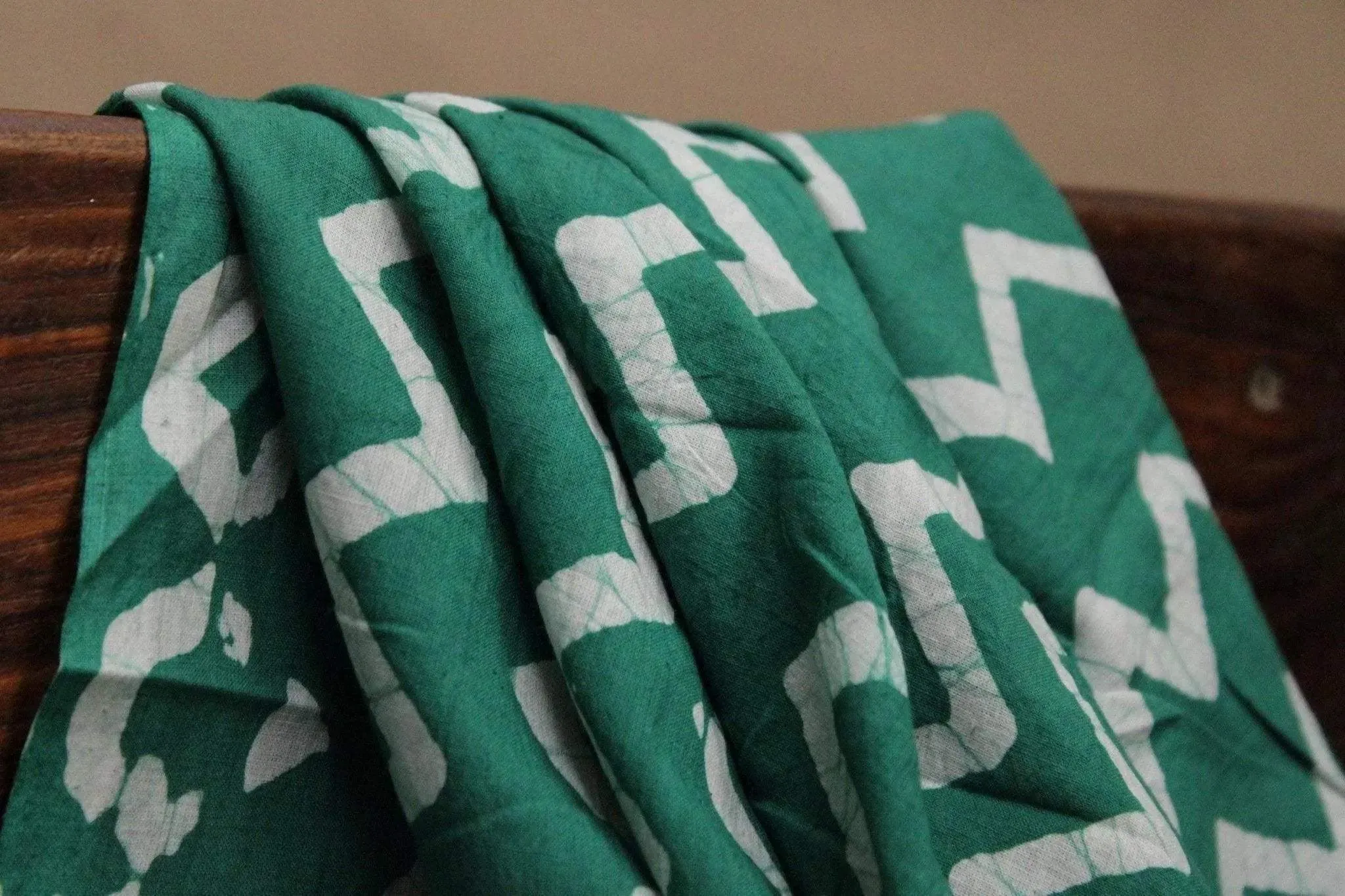 Hand Dyed Batik Print Cotton Fabric - Teal Green