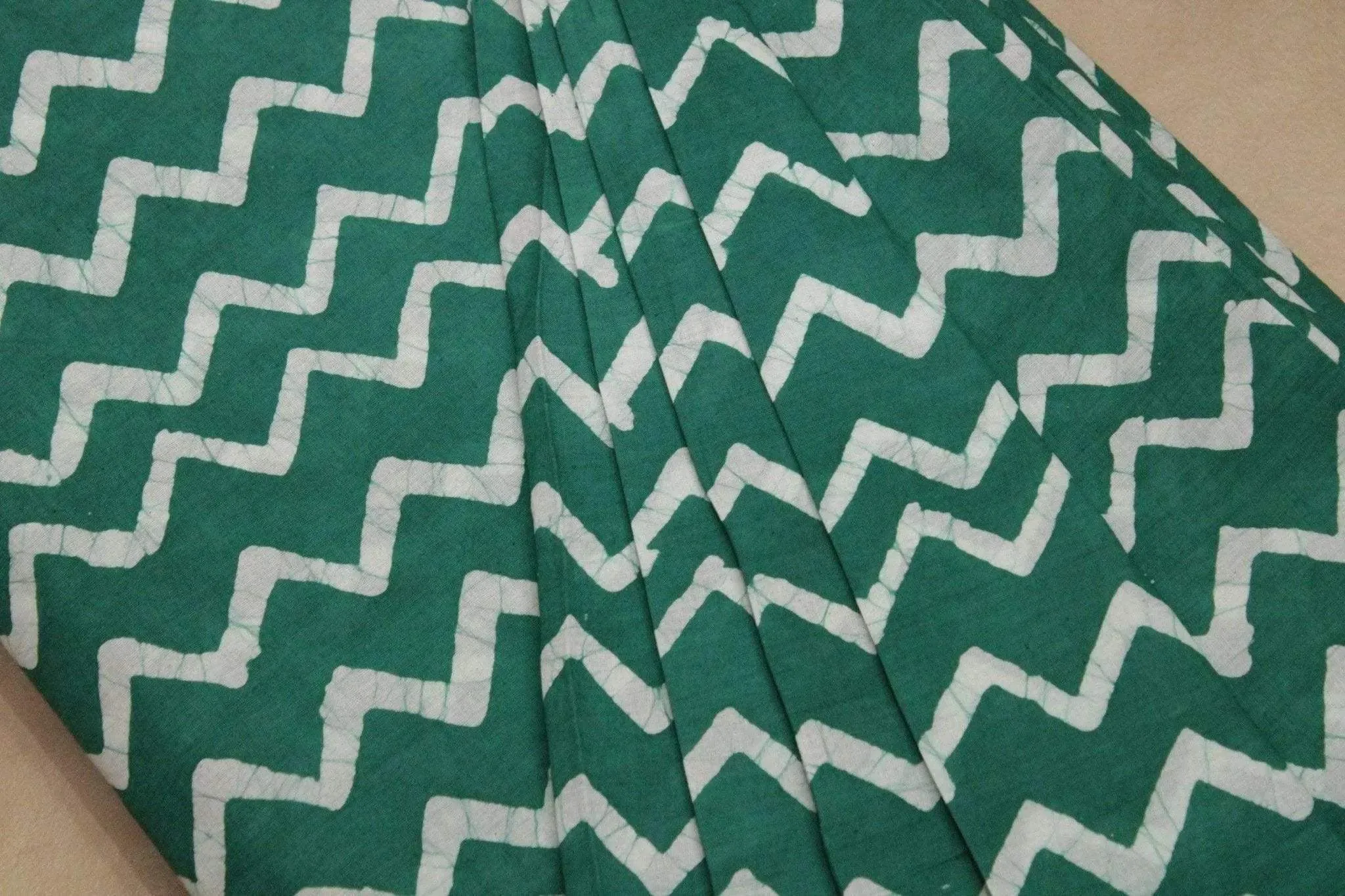 Hand Dyed Batik Print Cotton Fabric - Teal Green