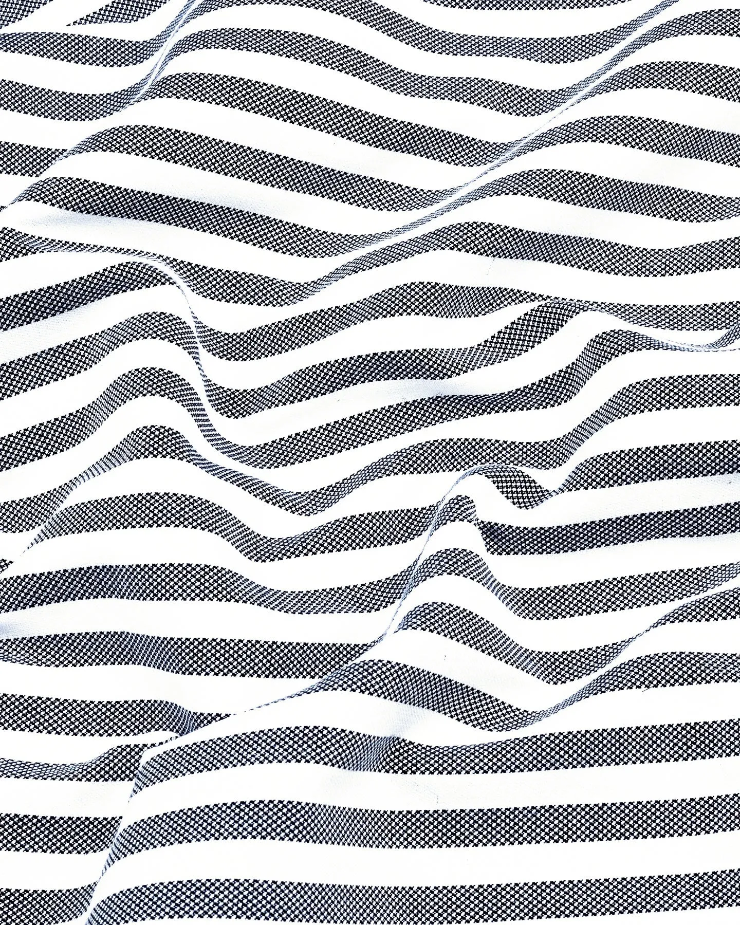 Harwich Black With White Stripe Dobby Cotton Shirt